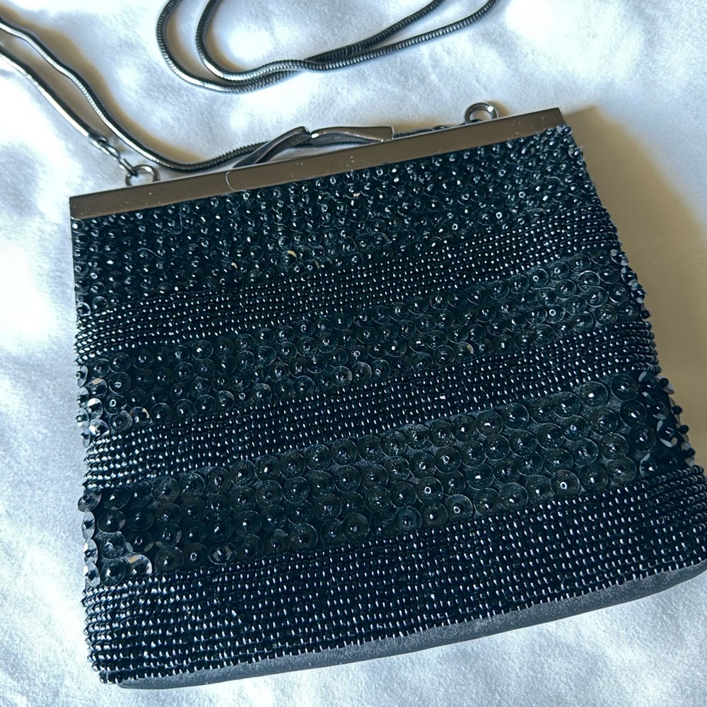 Ann Taylor Black Sequin Clutch